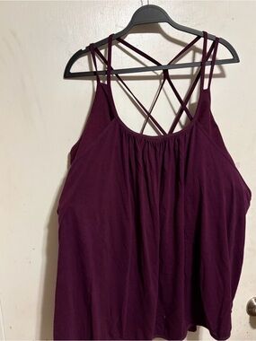 torrid Plum , black, Crisscross Back bra inTank Top